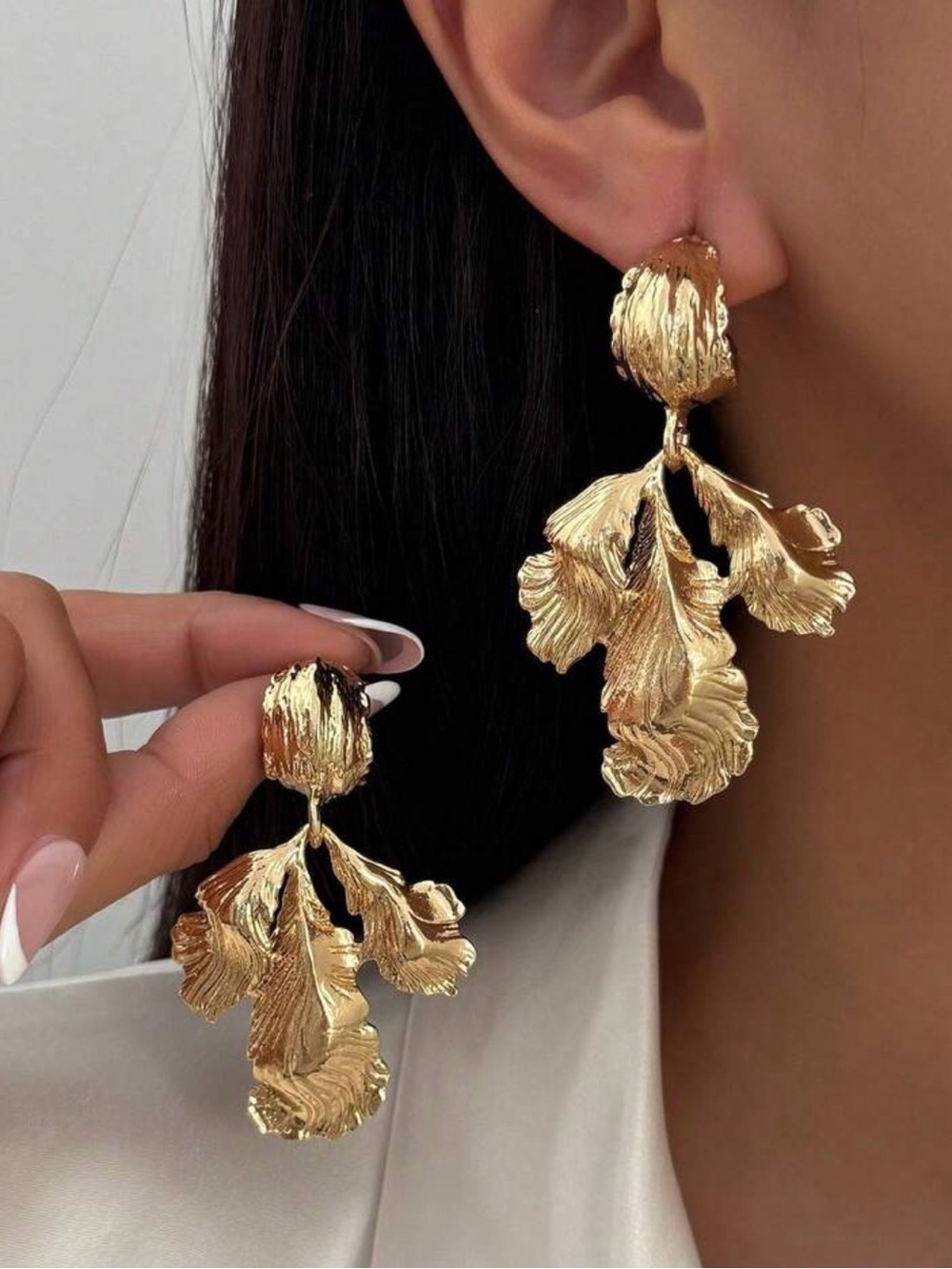 Gold Floral Drop Earrings - Women Jewelry